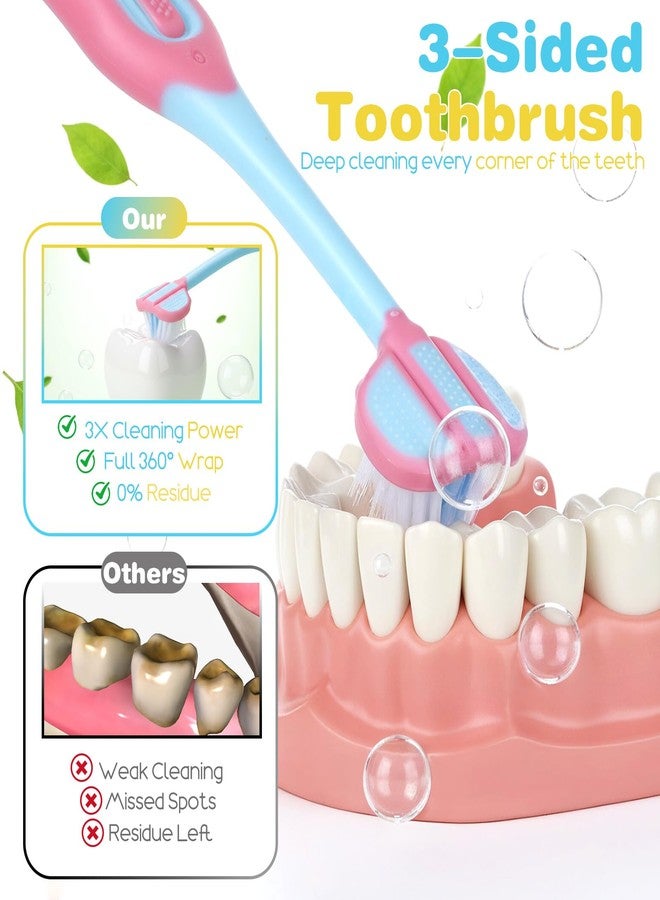 ValueBargain 4 Pack 3 Sided Toothbrush Kids, Soft Bristles 3 Sided Toothbrush, Triple-Sided Design for Ages 1-12, Easy Grip Handle & Complete Care - Image 3